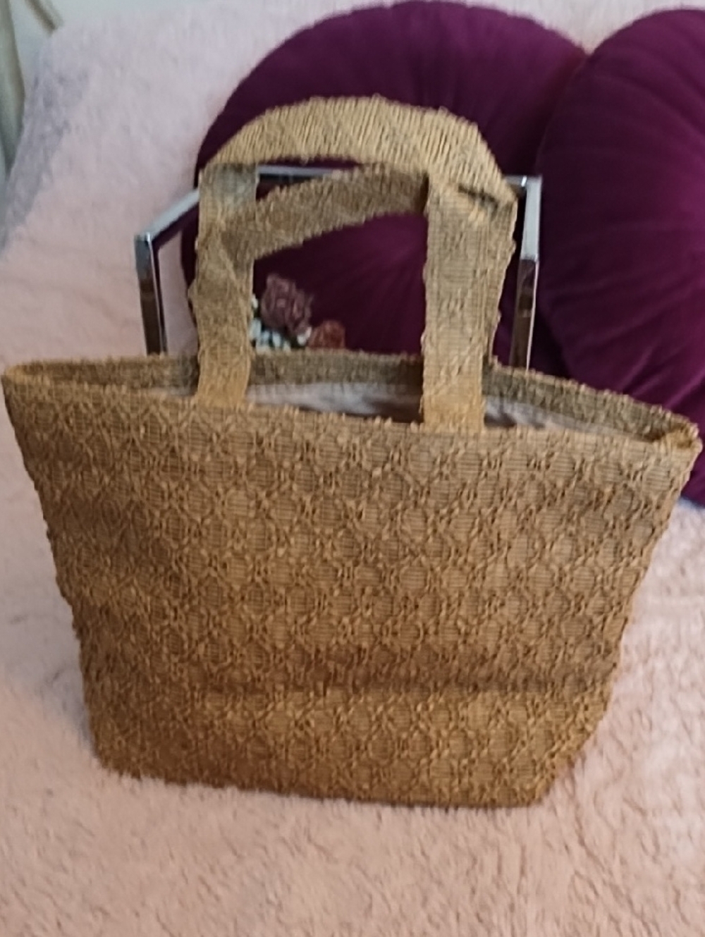 Dior Woven Straw Tote in Tan with White Logo - Picture 3 of 10